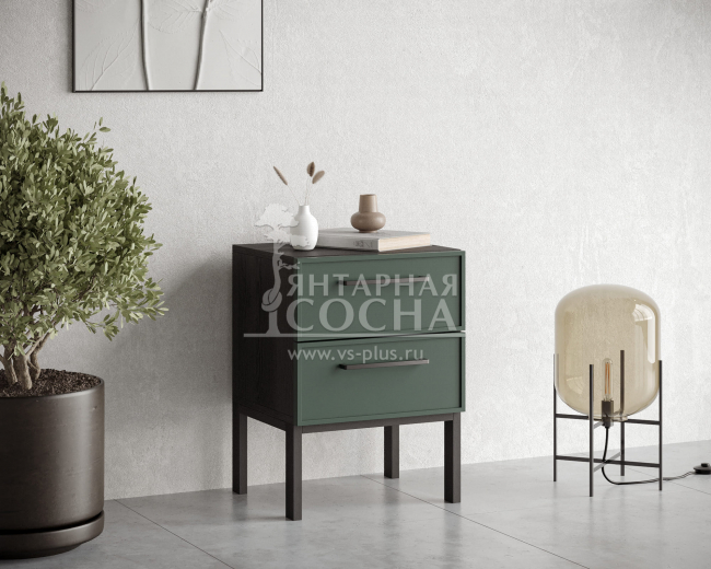 Тумбочка с двумя ящиками "Nicole" арт NEM16G Зеленый Тумбочка с двумя ящиками "Nicole" арт NEM16G Зеленый