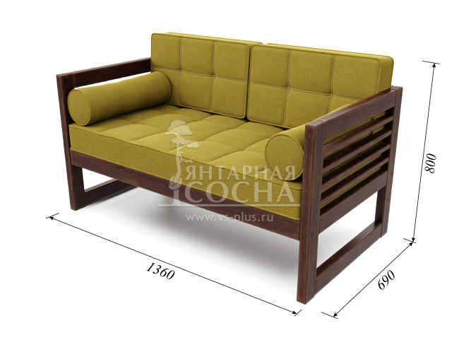 Диван Сега М Textile Орех Mustard Диван Сега М Textile Орех Mustard