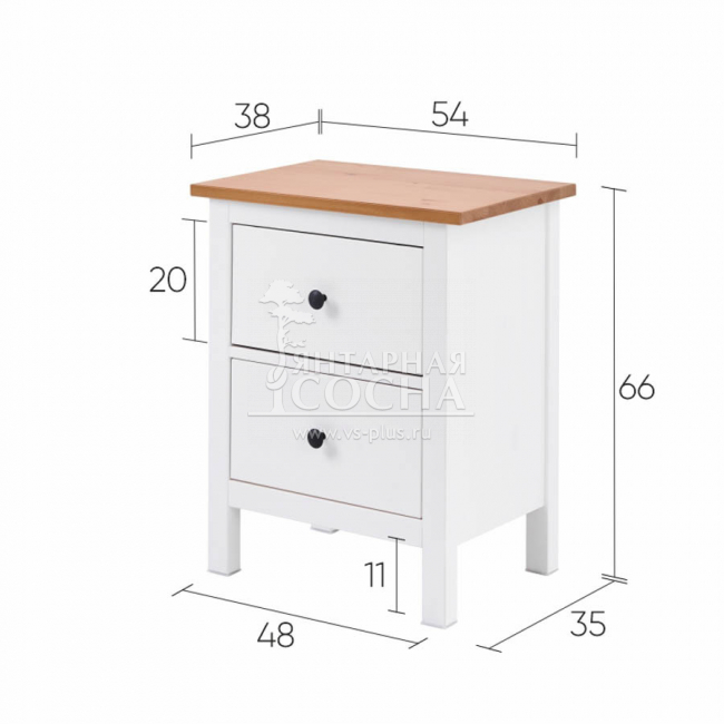 Тумба прикроватная КЫМОР 2 ящика Белая/Светло-коричневая Тумба прикроватная КЫМОР 2 ящика Белая/Светло-коричневая