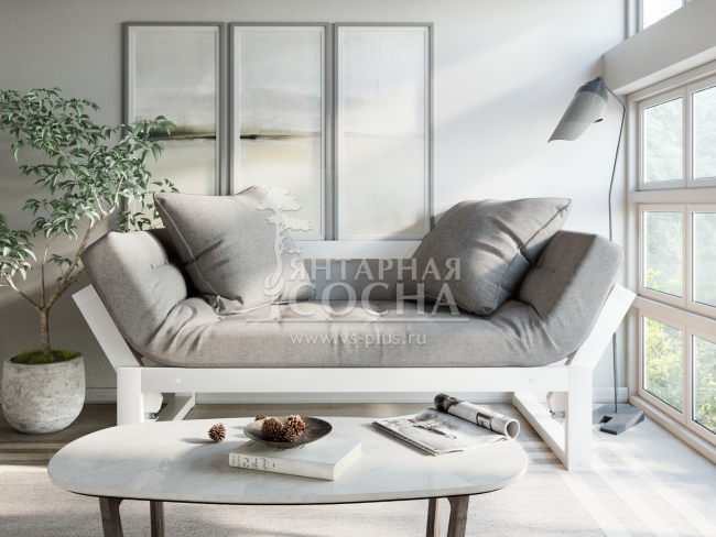 Кушетка Амбер Textile Белая эмаль Grey Кушетка Амбер Textile Белая эмаль Grey