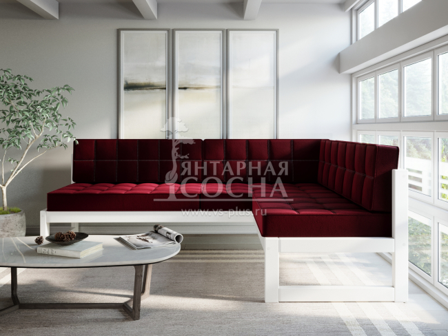 Диван Сега Угловой Velvet Белая эмаль Vinous Диван Сега Угловой Velvet Белая эмаль Vinous