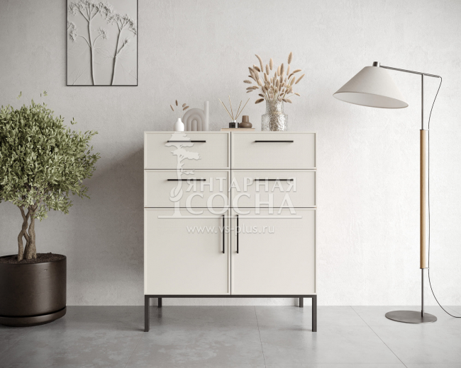 Большой комод с четырьмя ящиками и дверками "Nicole" NLN17 Большой комод с четырьмя ящиками и дверками "Nicole" NLN17