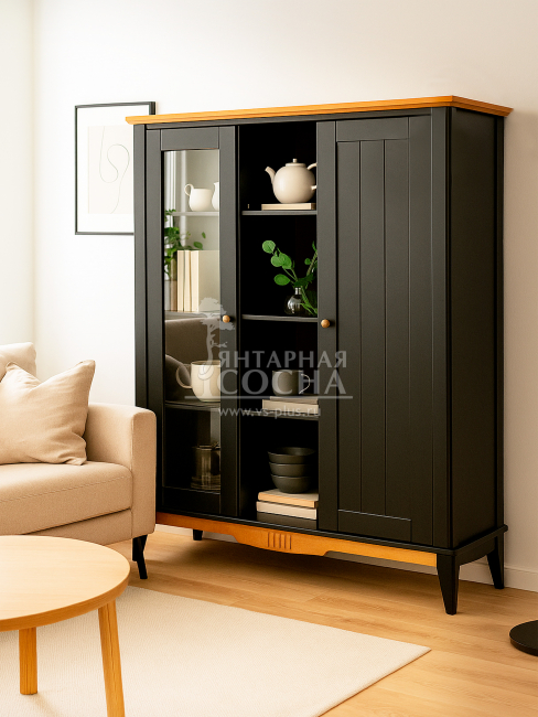 Шкаф для посуды 101 Пенни блэк/антик 24 Шкаф для посуды 101 Пенни блэк/антик 24