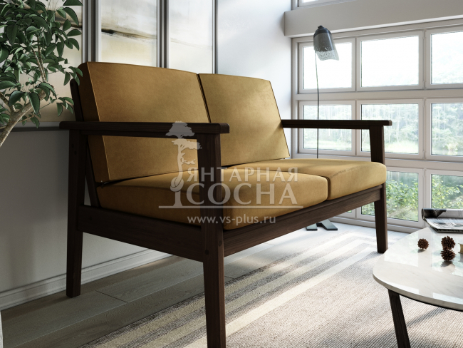 Диван Лориан М Velvet Орех Mustard Диван Лориан М Velvet Орех Mustard