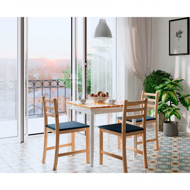 Стол обеденный ЛЫМ 74x74 Белый/Светло-коричневый Стол обеденный ЛЫМ 74x74 Белый/Светло-коричневый