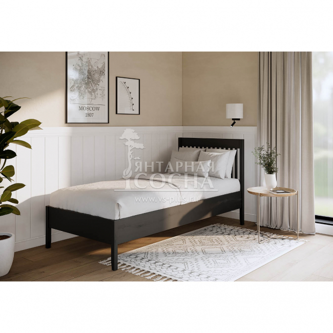 Кровать односпальная ИЛЕКСА 90х200 Черная Кровать односпальная ИЛЕКСА 90х200 Черная