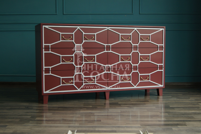 Бордовый комод "Emerald" 6 ящиков арт DSC348ETG/R Бордовый комод "Emerald" 6 ящиков арт DSC348ETG/R