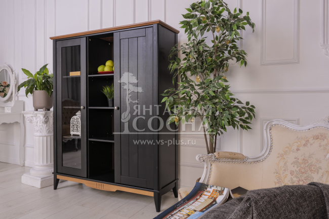 Шкаф для посуды 101 Пенни блэк/антик 24 Шкаф для посуды 101 Пенни блэк/антик 24