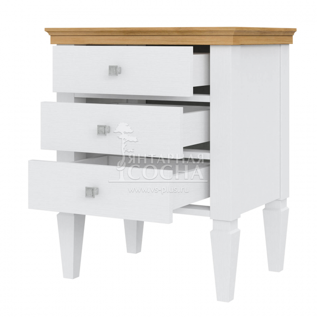 Тумба прикроватная Ольса 03 (белый лак/антик 24) (2.3.2) Тумба прикроватная Ольса 03 (белый лак/антик 24) (2.3.2)