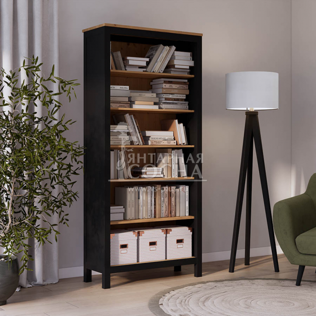 Стеллаж открытый КЫМОР 90 Черный/Светло-коричневый Стеллаж открытый КЫМОР 90 Черный/Светло-коричневый