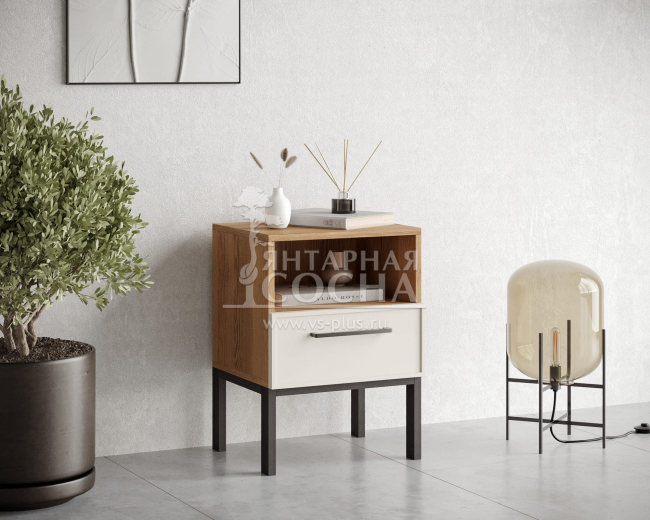 Тумбочка с нижним ящиком "Nicole" арт NEM17 Белый Тумбочка с нижним ящиком "Nicole" арт NEM17 Белый