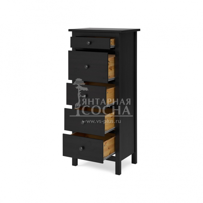 Комод узкий КЫМОР 5 ящиков Черный Комод узкий КЫМОР 5 ящиков Черный