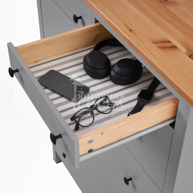 Комод высокий КЫМОР 6 ящиков Серый/Светло-коричневый Комод высокий КЫМОР 6 ящиков Серый/Светло-коричневый