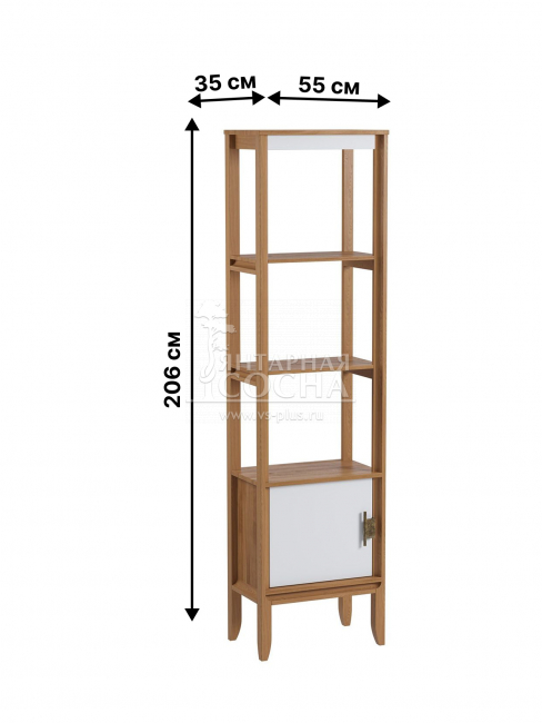 Стеллаж Бридж сквозной узкий с 1 дверью браун/белый лак Стеллаж Бридж сквозной узкий с 1 дверью браун/белый лак