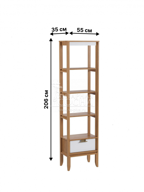 Стеллаж Бридж сквозной узкий с 1 ящиком браун/белый лак Стеллаж Бридж сквозной узкий с 1 ящиком браун/белый лак
