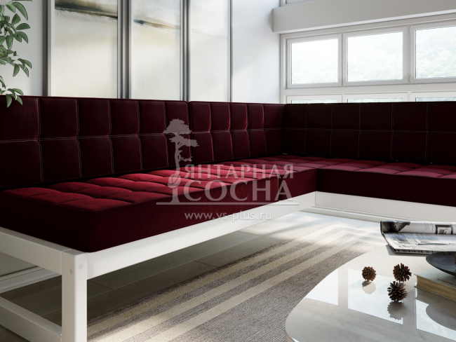 Диван Сега Угловой Velvet Белая эмаль Vinous Диван Сега Угловой Velvet Белая эмаль Vinous