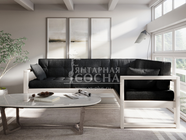 Диван Астер Угловой Textile Белый Black Диван Астер Угловой Textile Белый Black