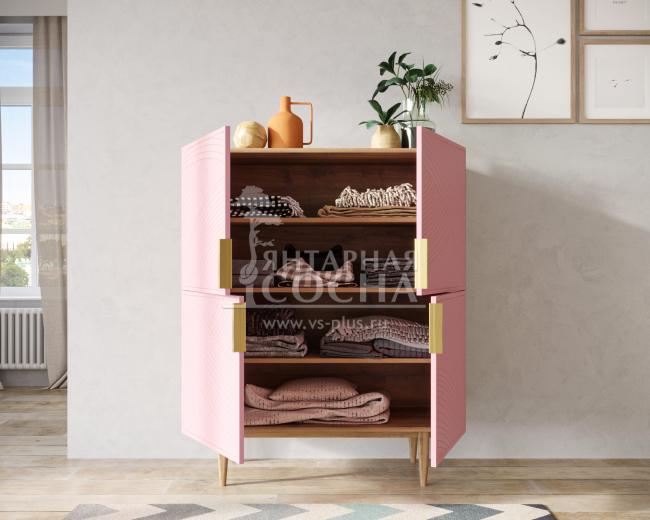 Большой комод с четырьмя дверками "Line" LN03/GR1/pink Большой комод с четырьмя дверками "Line" LN03/GR1/pink