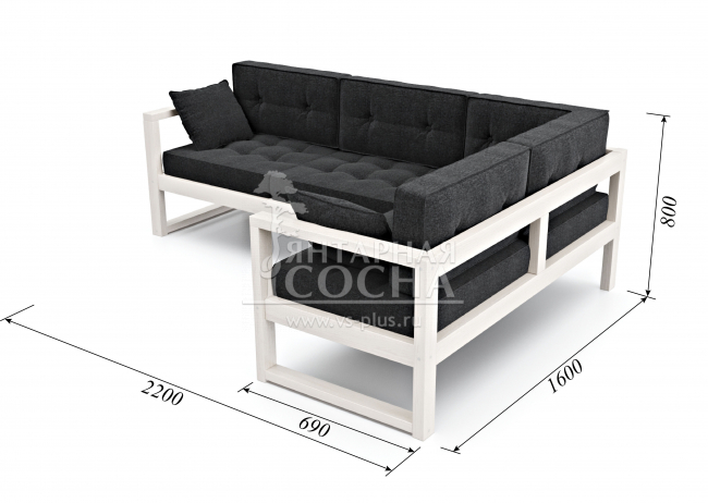 Диван Астер Угловой Textile Белый Black Диван Астер Угловой Textile Белый Black