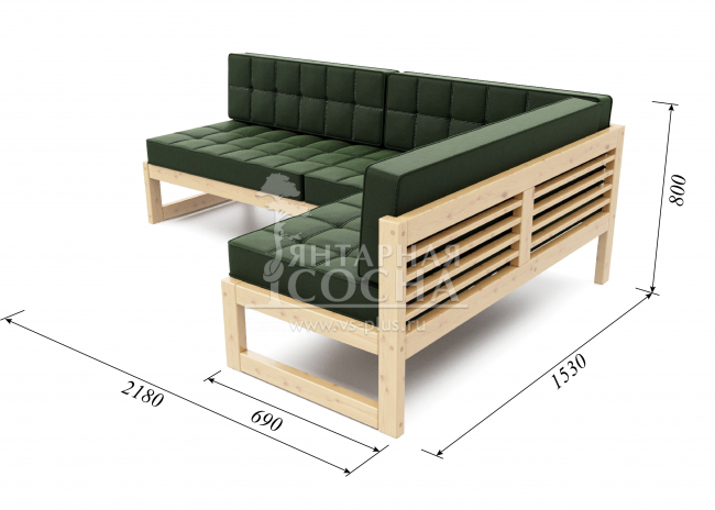 Диван Сега Угловой Velvet Сосна Green Диван Сега Угловой Velvet Сосна Green