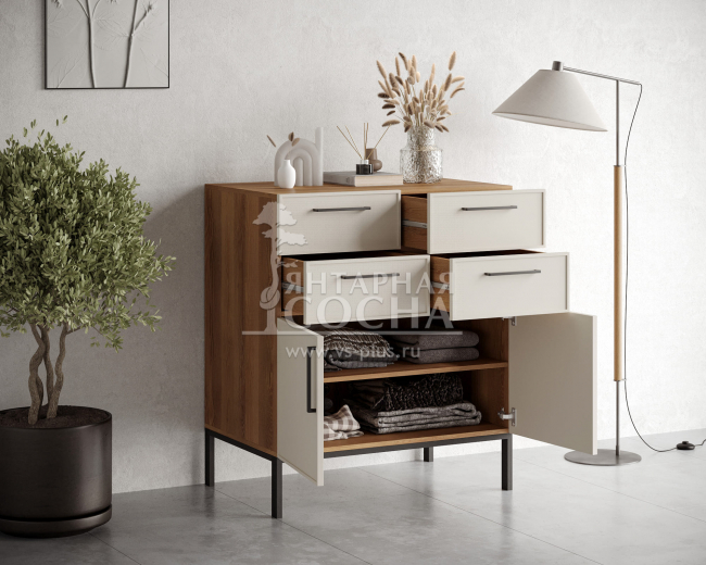 Большой комод с четырьмя ящиками и дверками "Nicole" NLN17 Большой комод с четырьмя ящиками и дверками "Nicole" NLN17