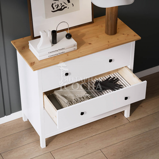 Комод КЫМОР 3 ящика Белый/Светло-коричневый Комод КЫМОР 3 ящика Белый/Светло-коричневый