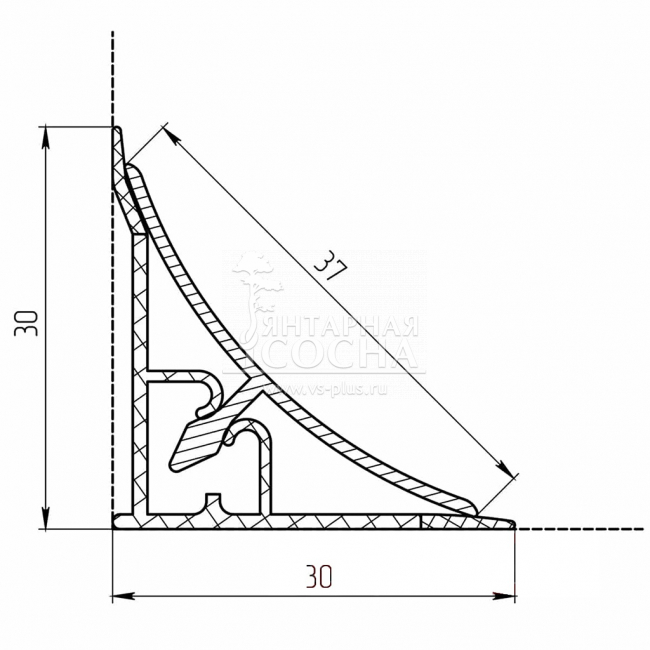 Плинтус алюминиевый ВОГНУТЫЙ гладкий 3,0м Плинтус алюминиевый ВОГНУТЫЙ гладкий 3,0м