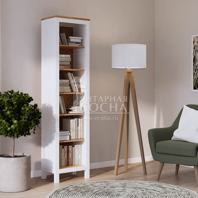 Стеллаж узкий открытый 49 Белый/Светло-коричневый Стеллаж узкий открытый 49 Белый/Светло-коричневый