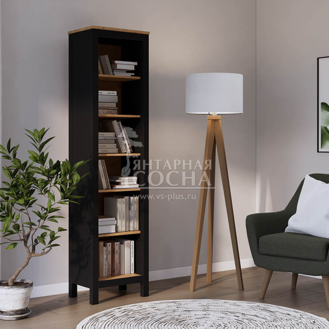 Стеллаж узкий открытый КЫМОР 49 Черный/Светло-коричневый Стеллаж узкий открытый КЫМОР 49 Черный/Светло-коричневый