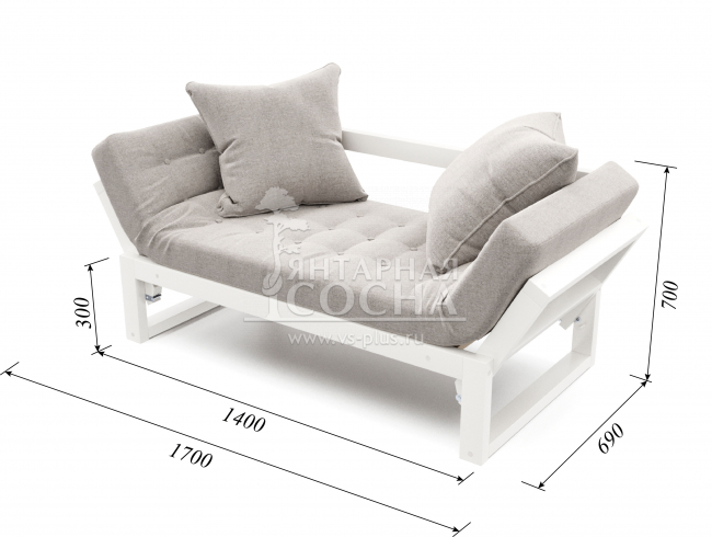 Кушетка Амбер Textile Белая эмаль Grey Кушетка Амбер Textile Белая эмаль Grey