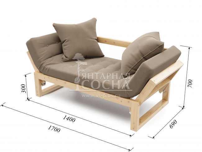 Кушетка Амбер Velvet Сосна Beige Кушетка Амбер Velvet Сосна Beige