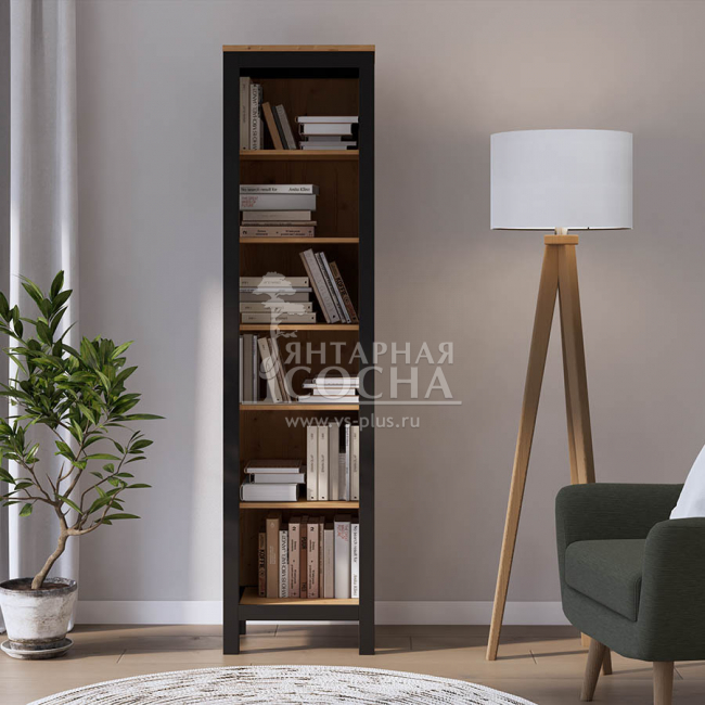 Стеллаж узкий открытый КЫМОР 49 Черный/Светло-коричневый Стеллаж узкий открытый КЫМОР 49 Черный/Светло-коричневый