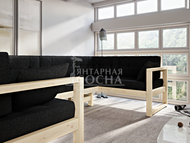 Диван Астер П-образный Textile Сосна Black Диван Астер П-образный Textile Сосна Black