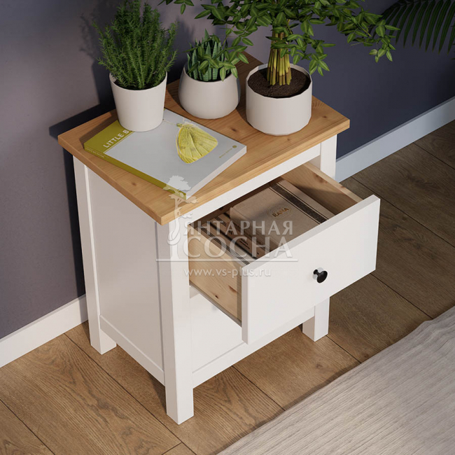 Тумба прикроватная КЫМОР 2 ящика Белая/Светло-коричневая Тумба прикроватная КЫМОР 2 ящика Белая/Светло-коричневая