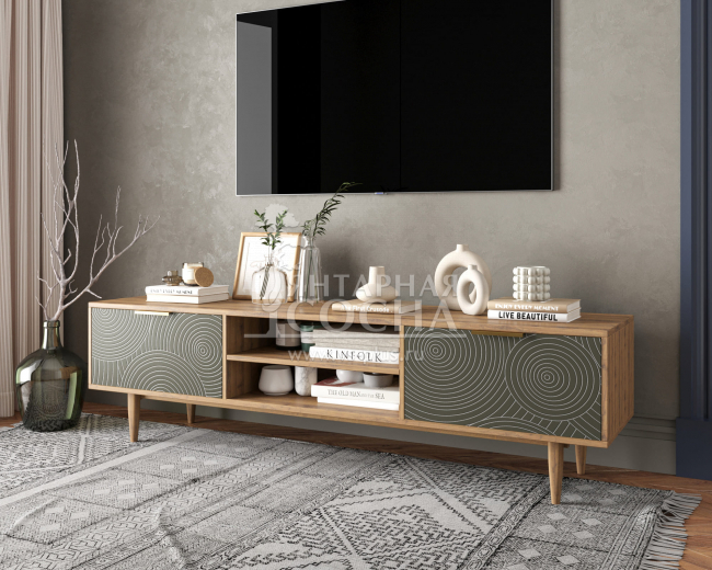 Комод "Line" с нишей низкий под TV R27/browngrey Комод "Line" с нишей низкий под TV R27/browngrey