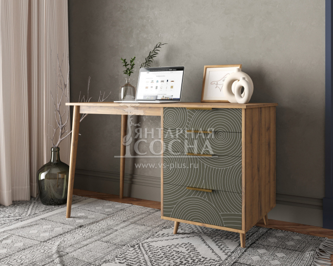 Стол рабочий "Line" одной тумбой R23/browngrey Стол рабочий "Line" одной тумбой R23/browngrey