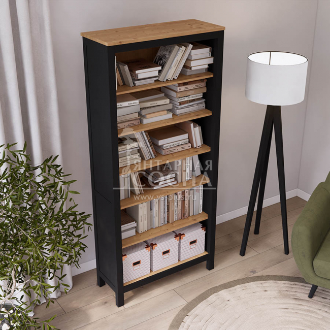 Стеллаж открытый КЫМОР 90 Черный/Светло-коричневый Стеллаж открытый КЫМОР 90 Черный/Светло-коричневый